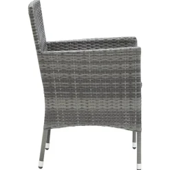 vidaXL - 5-delige Tuinset grijs - Poly rattan en glas - 80x80 cm