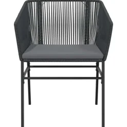 vidaXL - 5-delige Tuinset grijs kussens - Zwart PE rattan en staal - 80x80 cm