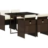 vidaXL - 5-delige Tuinset met wit kussens - Bruin - Poly rattan - 110x106 cm