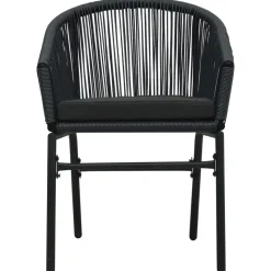 vidaXL - 5-delige Tuinset met kussens - Zwart PVC-rattan en staal - 80x80 cm