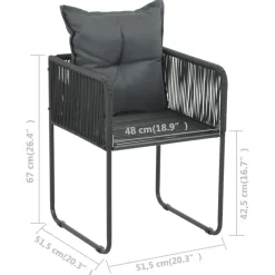 vidaXL - 7-delige Tuinset met kussens - Zwart - PVC-rattan - 184.5x90 cm