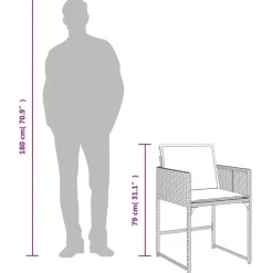 vidaXL - 5-delige Tuinset met kussens - Zwart - PE rattan en glas - 110x106 cm