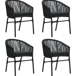 vidaXL - 5-delige Tuinset met kussens - Zwart PVC-rattan en staal - 140x70 cm