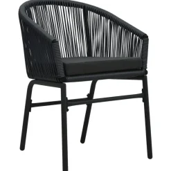 vidaXL - 5-delige Tuinset met kussens - Zwart PVC-rattan en staal - 140x70 cm