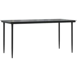 vidaXL - 5-delige Tuinset met kussens - Zwart - PE-rattan en glas - 160x80 cm