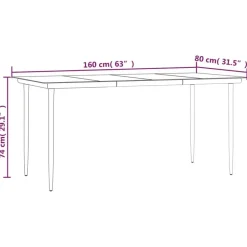 vidaXL - 5-delige Tuinset met kussens - Zwart - PE-rattan en glas - 160x80 cm