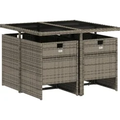 vidaXL - 5-delige Tuinset met donkergrijs kussens - Poly rattan - 110x106 cm