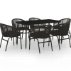 vidaXL - 7-delige Tuinset met kussens - Zwart PVC-rattan en staal - 140x70 cm