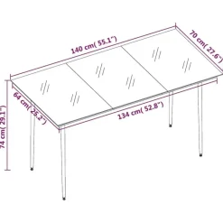 vidaXL - 7-delige Tuinset met kussens - Zwart PVC-rattan en staal - 140x70 cm