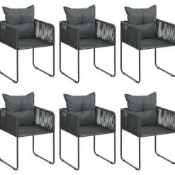 vidaXL - 7-delige Tuinset met kussens - Zwart & bruin - PVC-rattan - 184.5x90 cm