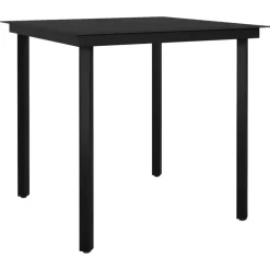 vidaXL - 5-delige Tuinset met kussens - Zwart PE rattan & staal - 80x80 cm