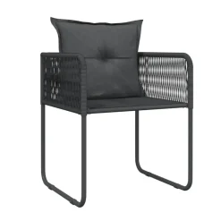 vidaXL - 5-delige Tuinset met kussens - Zwart PE rattan & staal - 80x80 cm