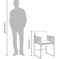 vidaXL - 5-delige Tuinset wit kussens - Zwart - PE rattan en glas - 110x106 cm