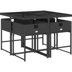 vidaXL - 5-delige Tuinset wit kussens - Zwart - PE rattan en glas - 110x106 cm
