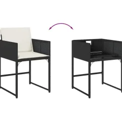 vidaXL - 5-delige Tuinset wit kussens - Zwart - PE rattan en glas - 110x106 cm