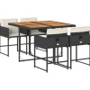 vidaXL - 5-delige Tuinset wit kussens - Zwart - PE rattan en hout - 110x106 cm