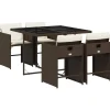 vidaXL - 5-delige Tuinset wit kussens - Bruin poly rattan en staal - 110x106 cm