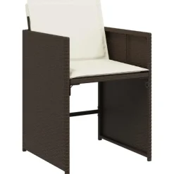 vidaXL - 5-delige Tuinset wit kussens - Bruin poly rattan en staal - 110x106 cm