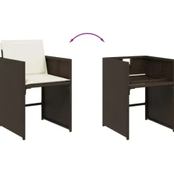 vidaXL - 5-delige Tuinset wit kussens - Bruin poly rattan en staal - 110x106 cm