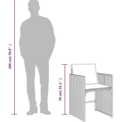 vidaXL - 5-delige Tuinset wit kussens - Bruin poly rattan en staal - 110x106 cm