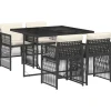 vidaXL - 5-delige Tuinset wit kussens - Zwart - PE rattan en staal - 110x106 cm