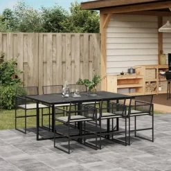 vidaXL - 7-delige Tuinset wit zitkussens - Zwart - PE rattan - 165x107 cm