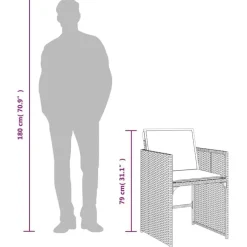 vidaXL - 9-delige Tuinset wit kussens 4 krukken - Zwart - PE rattan - 110x106 cm