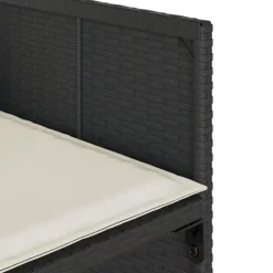 vidaXL - 9-delige Tuinset wit kussens 4 krukken - Zwart - PE rattan - 110x106 cm