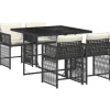 vidaXL - 5-delige Tuinset zwart kussens - PE rattan en staal - 110x106 cm