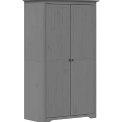 vidaXL - 2-deurs Kledingkast BODO - Massief grenenhout - Grijs - 99x53.5x173 cm