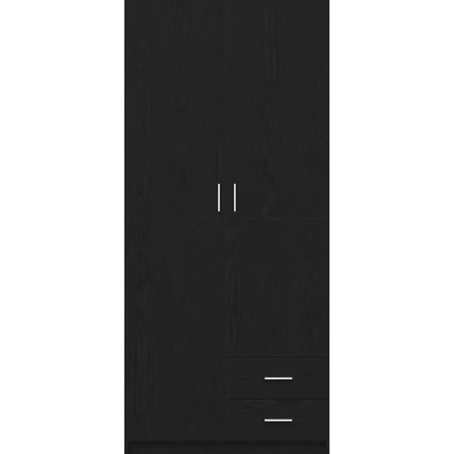 vidaXL - 2-deurs Kledingkast met 2 lades - Bewerkt hout - Zwart - 80x52x180 cm