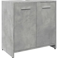 vidaXL - 2-deurs Wastafelonderkast - Betongrijs - Bewerkt hout - 60x33x60 cm