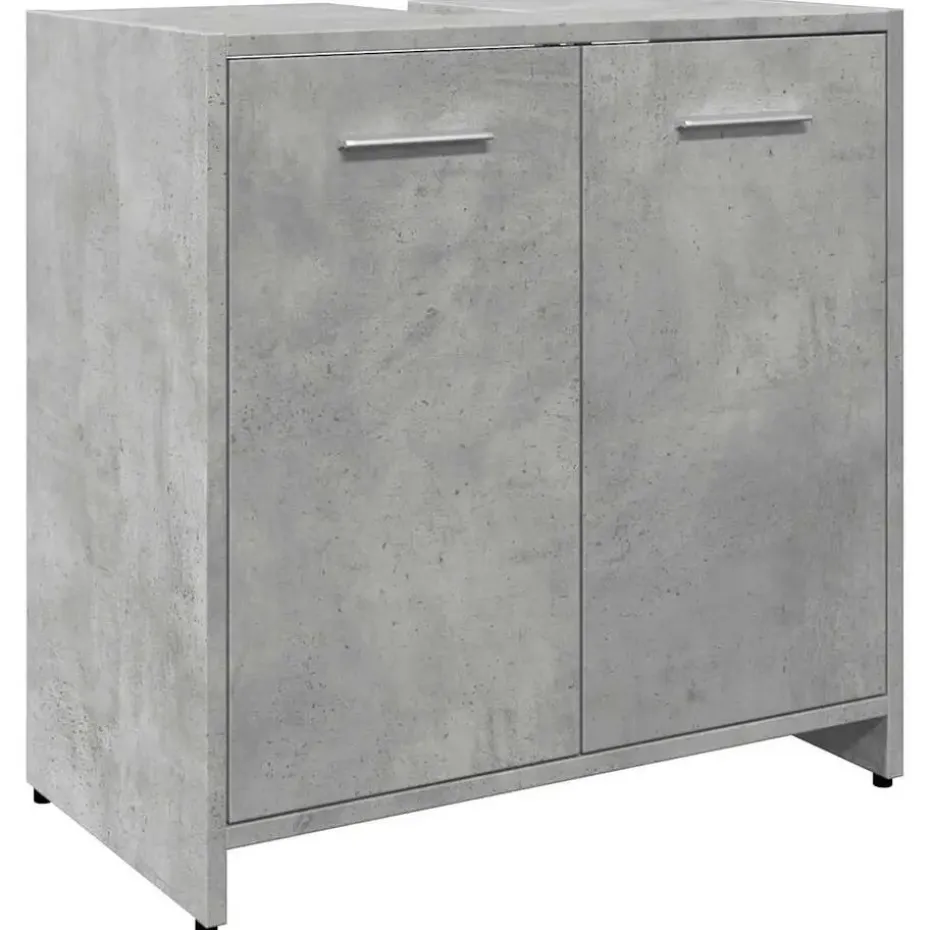 vidaXL - 2-deurs Wastafelonderkast - Betongrijs - Bewerkt hout - 60x33x60 cm