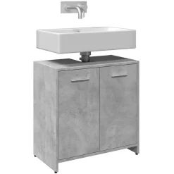 vidaXL - 2-deurs Wastafelonderkast - Betongrijs - Bewerkt hout - 60x33x60 cm