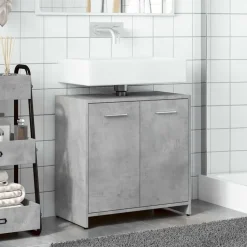 vidaXL - 2-deurs Wastafelonderkast - Betongrijs - Bewerkt hout - 60x33x60 cm