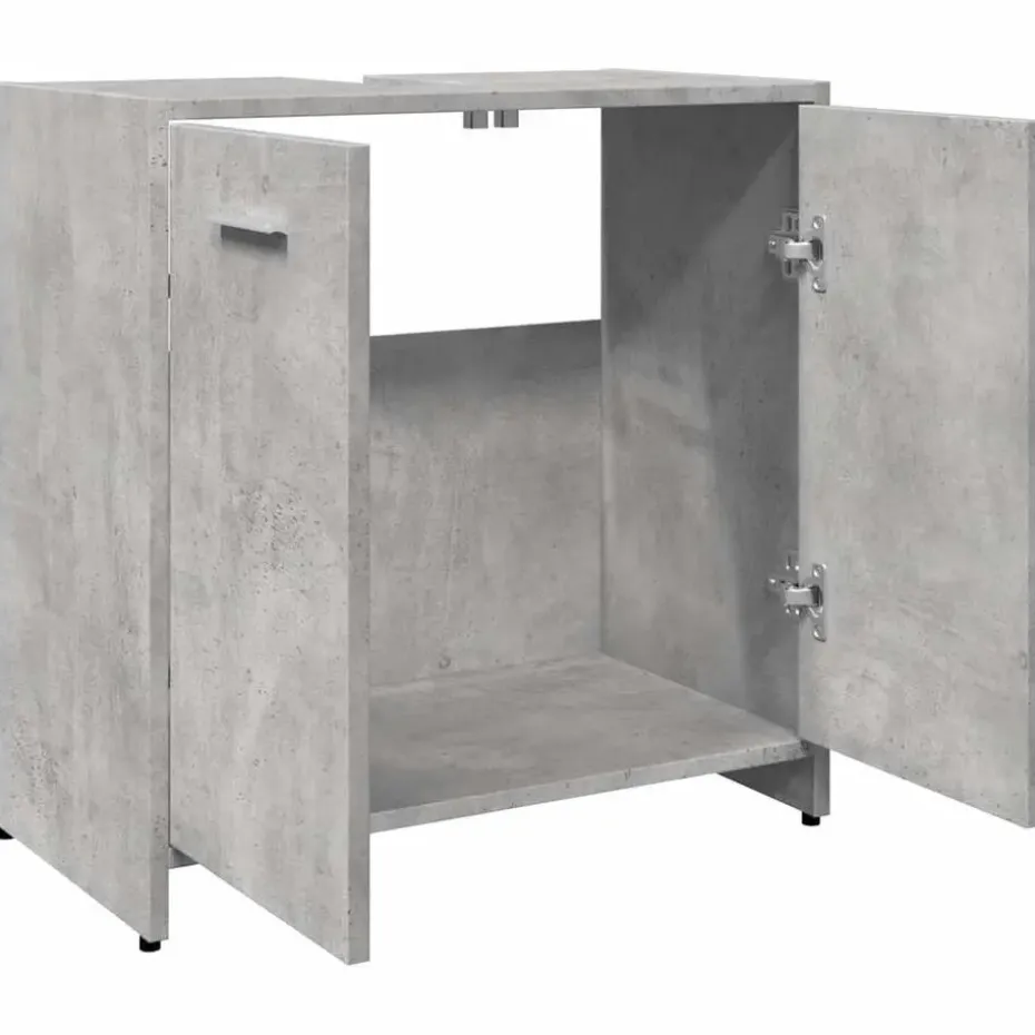 vidaXL - 2-deurs Wastafelonderkast - Betongrijs - Bewerkt hout - 60x33x60 cm