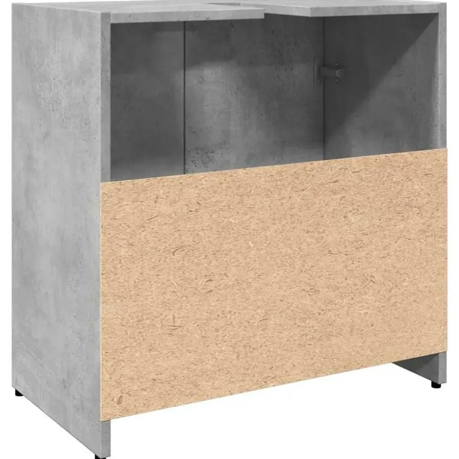 vidaXL - 2-deurs Wastafelonderkast - Betongrijs - Bewerkt hout - 60x33x60 cm