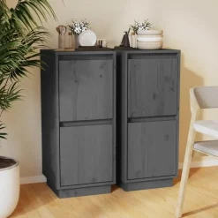 vidaXL - Dressoir - Grijs - Grenenhout - 2 stuks