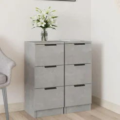 vidaXL - Dressoir - Grijs - Bewerkt hout - 2 stuks