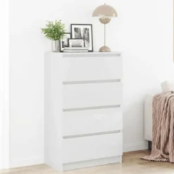 vidaXL - Dressoir - Wit - Bewerkt hout