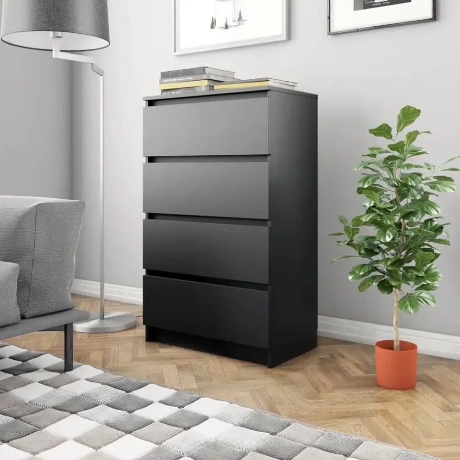 vidaXL - Dressoir - Zwart - Bewerkt hout