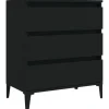 vidaXL - Dressoir met 3 lades - Zwart - Bewerkt hout en metaal- 91x28x75 cm