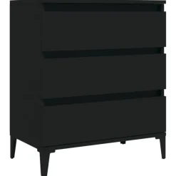 vidaXL - Dressoir met 3 lades - Zwart - Bewerkt hout en metaal- 91x28x75 cm