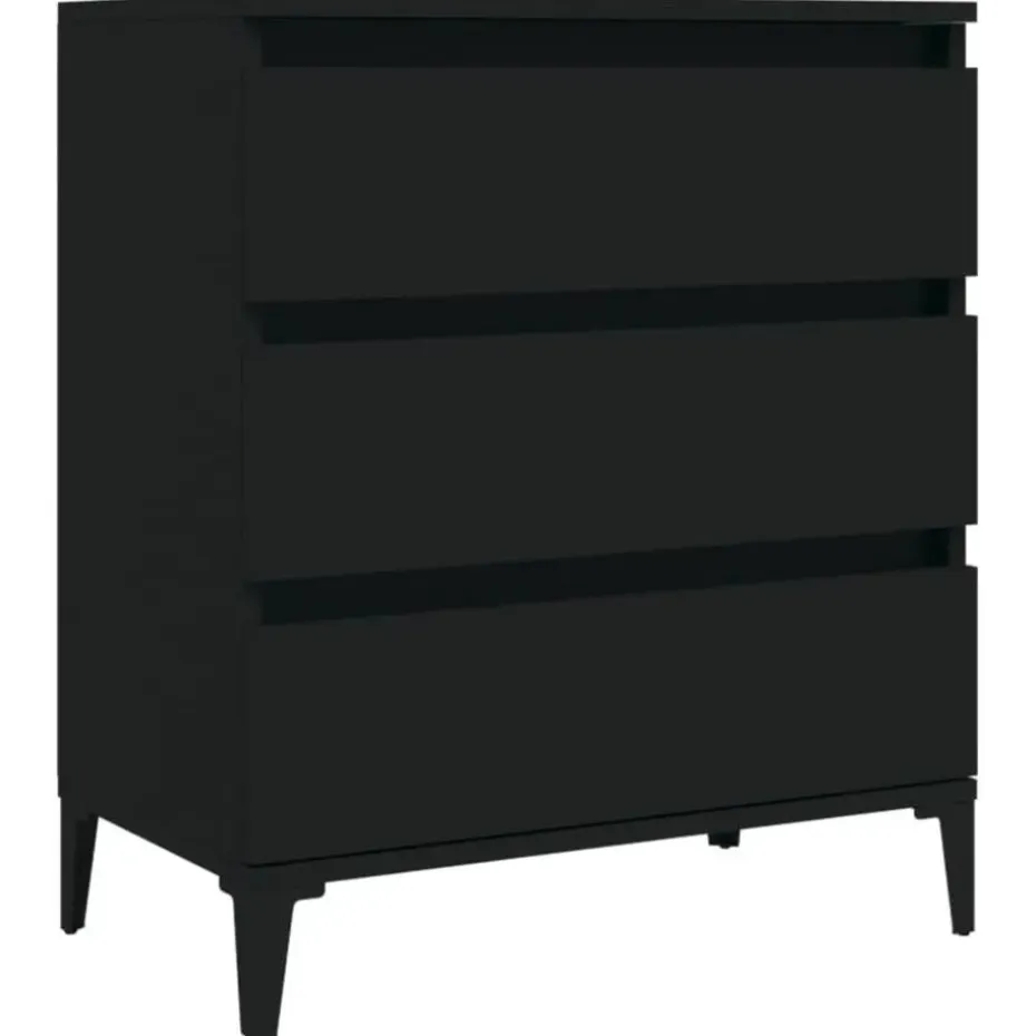 vidaXL - Dressoir met 3 lades - Zwart - Bewerkt hout en metaal- 91x28x75 cm