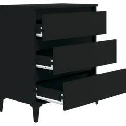 vidaXL - Dressoir met 3 lades - Zwart - Bewerkt hout en metaal- 91x28x75 cm