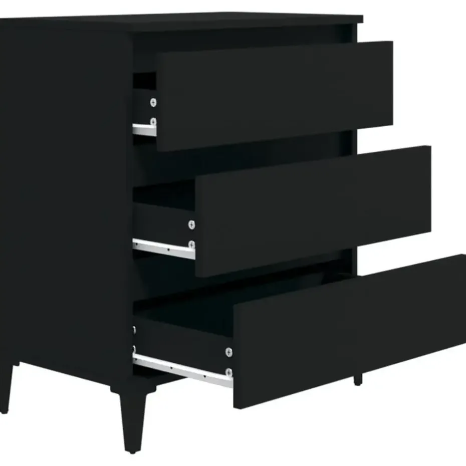 vidaXL - Dressoir met 3 lades - Zwart - Bewerkt hout en metaal- 91x28x75 cm
