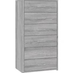 vidaXL - Dressoir met 6 lades - Grijs sonoma eiken - Bewerkt hout - 50x34x96 cm
