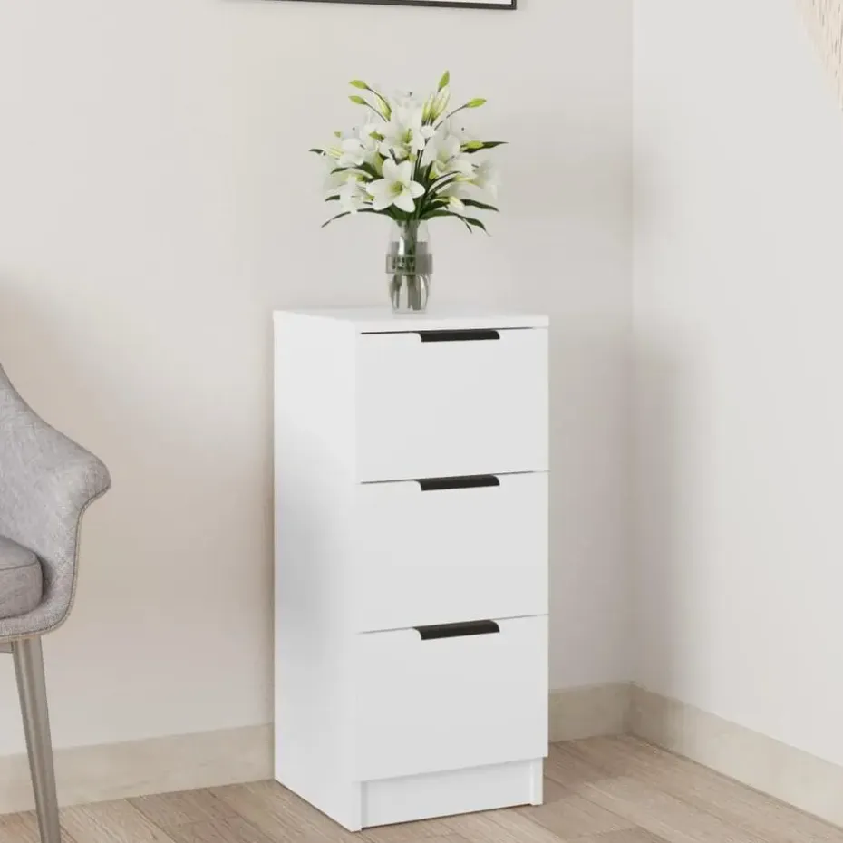 vidaXL - Dressoir met 3 lades - Wit - Bewerkt hout - 30x30x70 cm