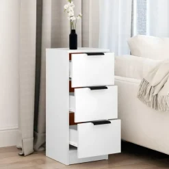 vidaXL - Dressoir met 3 lades - Wit - Bewerkt hout - 30x30x70 cm