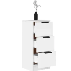 vidaXL - Dressoir met 3 lades - Wit - Bewerkt hout - 30x30x70 cm